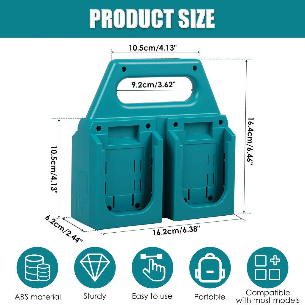 6/4 Slot Battery Storage Holder for Makita 18V/14.4V Fits BL18/BL14 Batteries Portable and Rugged Battery Organizer for Workben Zpaxo 4 Slot