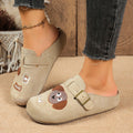 Summer Women Slippers Fashion Sandals 2025 Thick Bottom Shoes Cartoon Zpaxo Khaki 42