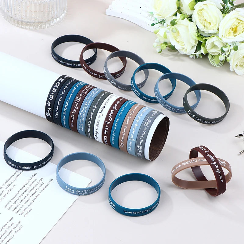 Religious Silicone Wristbands Bulk Bible Rubber Bracelets Colorful Zpaxo