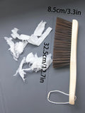 1pc Hand Broom Counter Duster With Long Wooden Handle For Home Cleaning Furniture Zpaxo Dark Khaki
