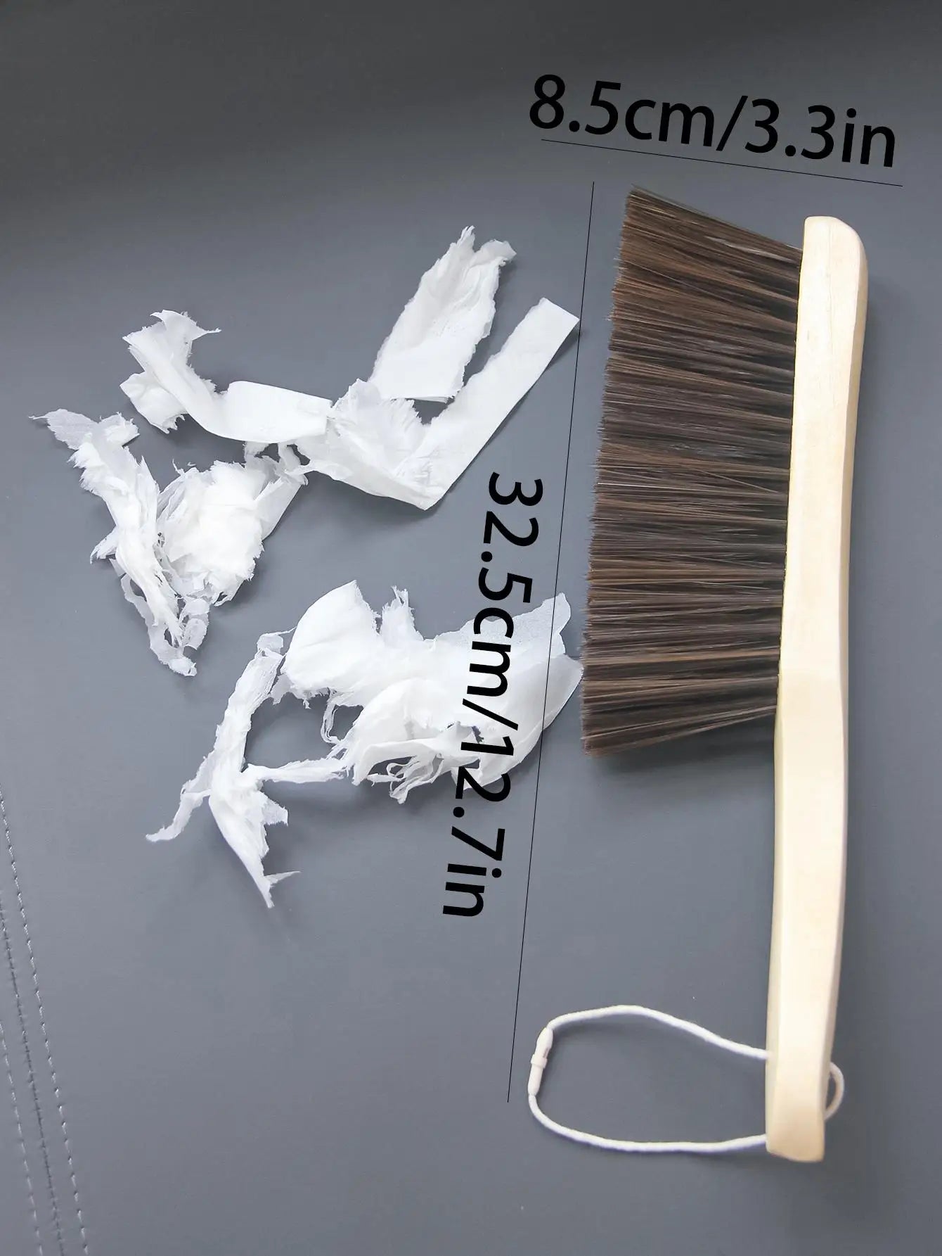 1pc Hand Broom Counter Duster With Long Wooden Handle For Home Cleaning Furniture Zpaxo Dark Khaki