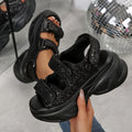 2025 New Women Wedge Sandals Summer Fashion Thick Sandals Trend Casual Shoes Increased Wear Lightweight Beach Shoes for Women Zpaxo glossy black 37