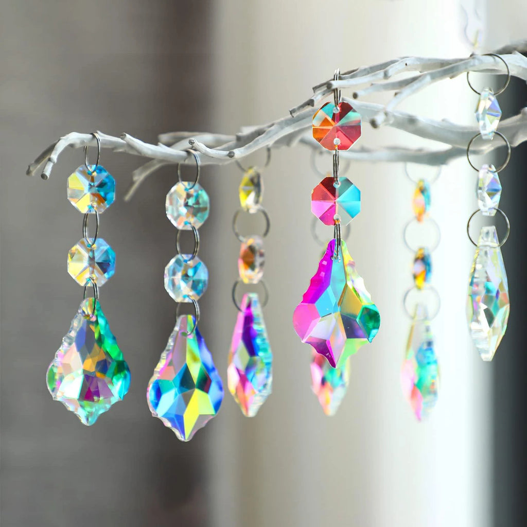 Crystal Suncatcher Pendant 9cm – AB Rainbow Glass Prism Decor