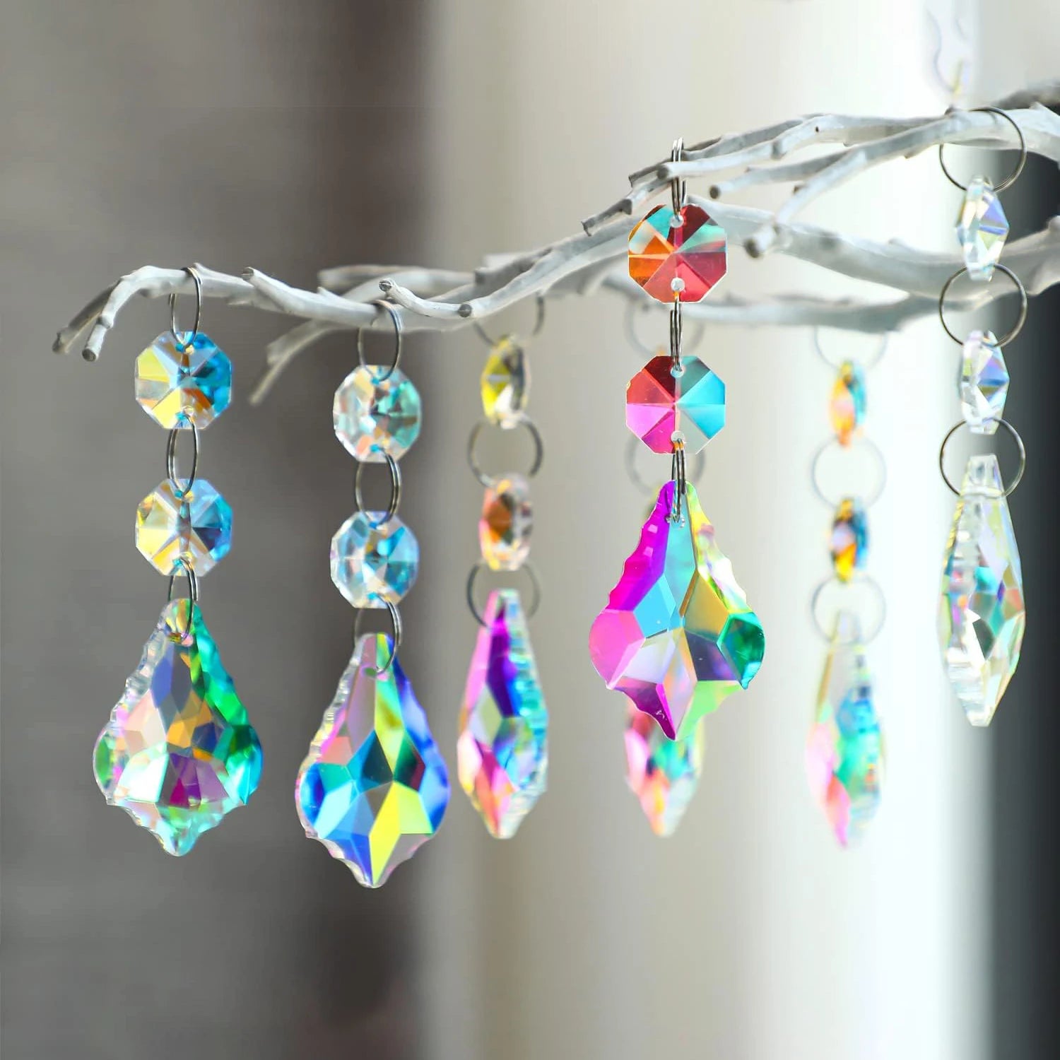 Crystal Suncatcher Pendant 9cm – AB Rainbow Glass Prism Decor