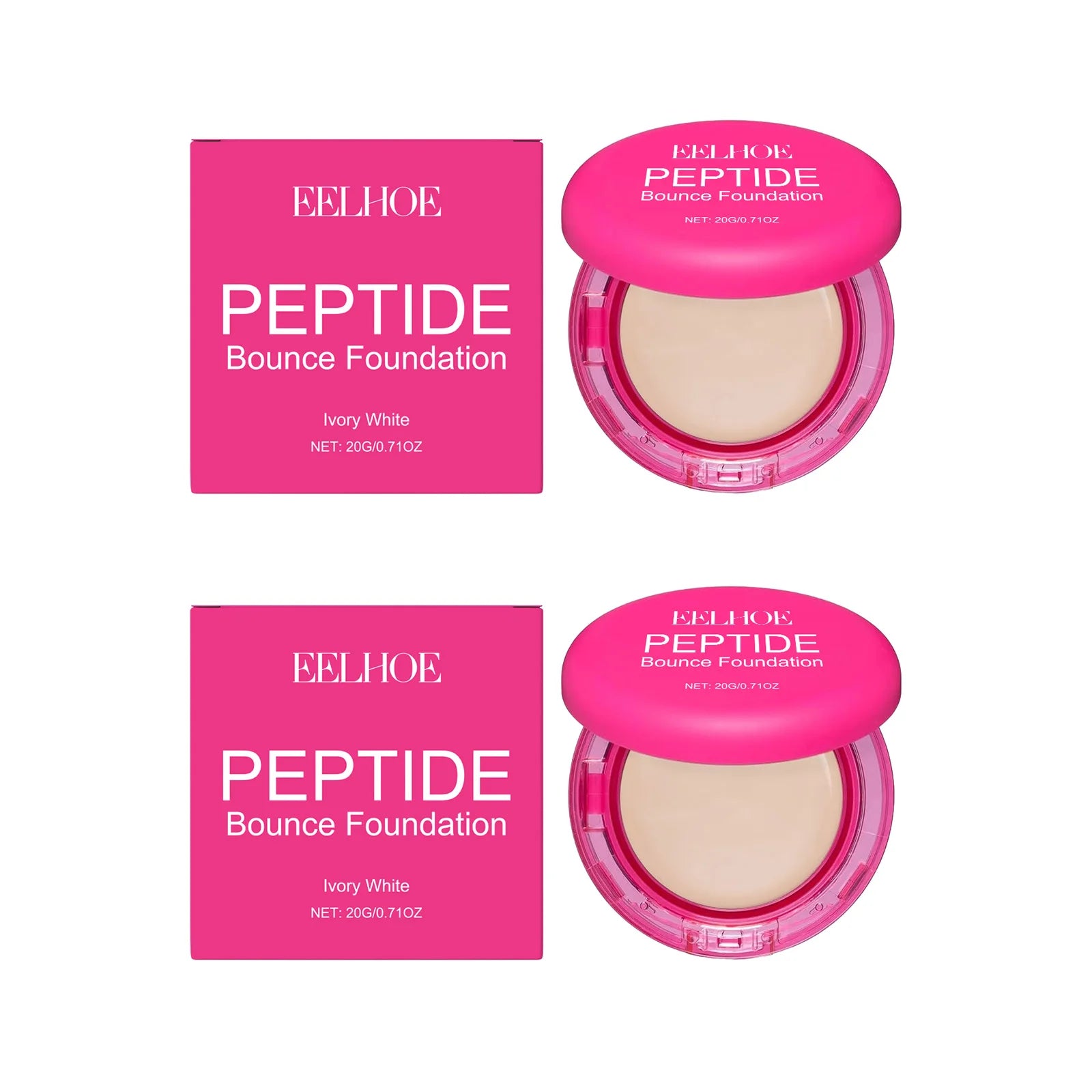 EELHOE Peptide Bounce Balm Foundation Full Coverage Concealer Balm Foundation Zpaxo 2Pcs x Ivory White