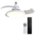 Portable Hanging Fan with LED Light Remote Control Cordless Fan 3 Gears Invisible Leaf Fan for Dining Room Bedroom Living Room Zpaxo B