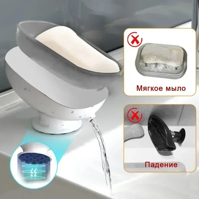 Hot Super Suction Cup Soap Dish with Drain Water for Bathroom Soap Holder Kithcen Sponge Holder Soap Container Bathroom Supplies Zpaxo