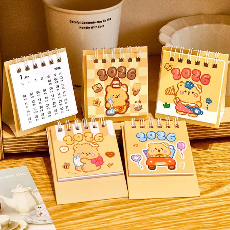 2026 Custard Bear Calendar Desk Calendar Portable Coil Schedule Planner Desktop Decoration Daily Planner Office School Supplies Zpaxo