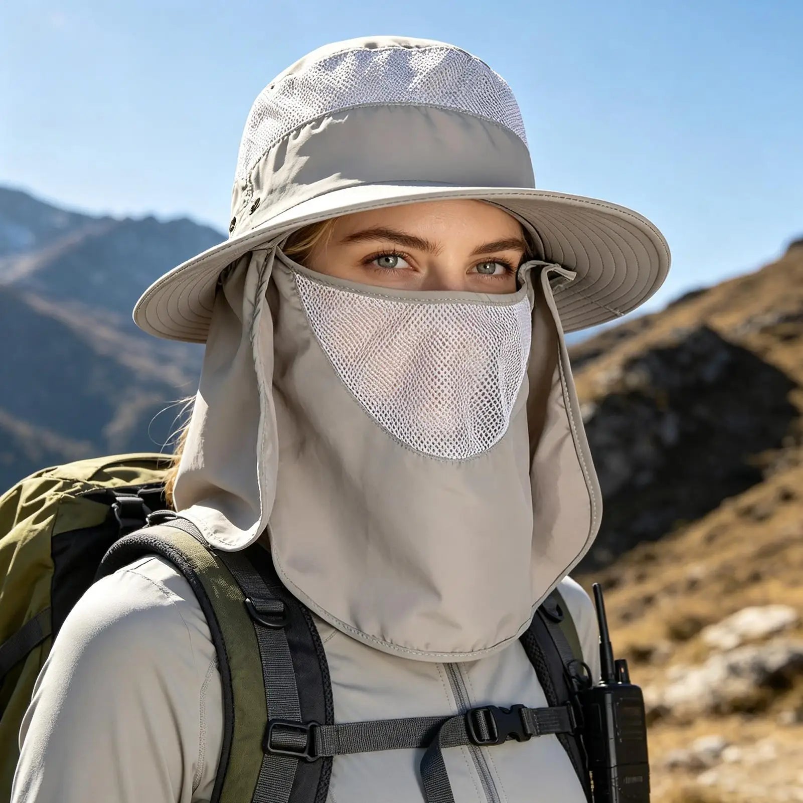 UPF 50+ Fishing Sun Hat – Face & Neck Flap UV Protection UV Protection Bucket Hat Zpaxo