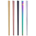 Pair Stainless Steel Electroplated Square Chopsticks Reusable