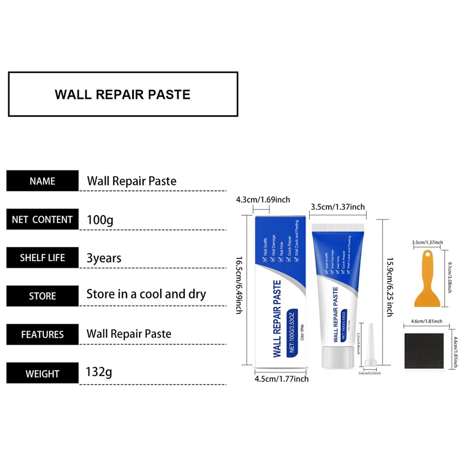 Wall Repair Paste Damage Graffiti Fill Nail Hole Prevent Cracking