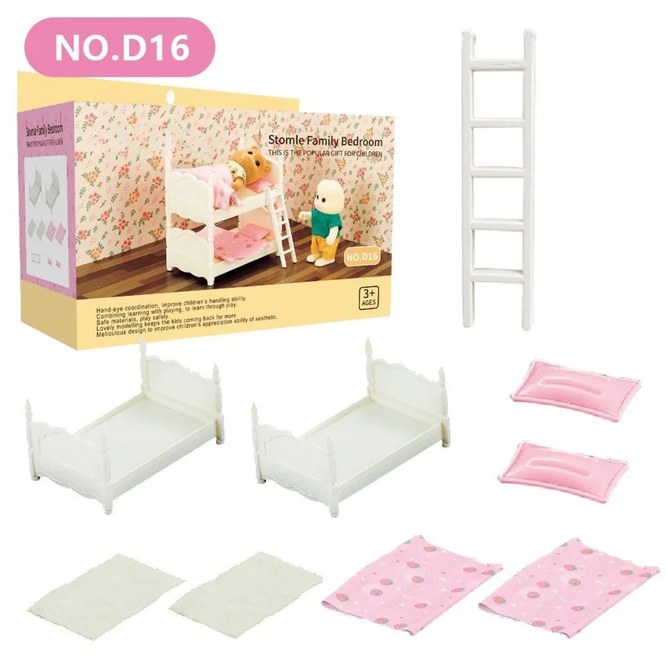 Dollhouse Furniture Doll House Bathroom Kitchen Fridge Washing Zpaxo White bunk bed