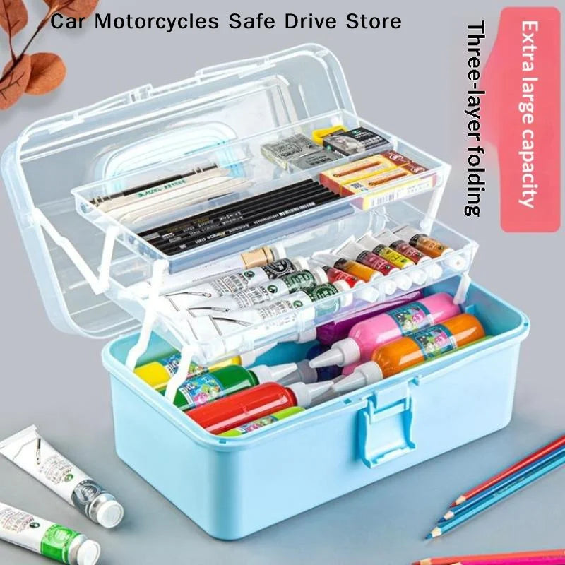3-Layer Plastic Dividing Storage Box Craft Organizer Adjustable