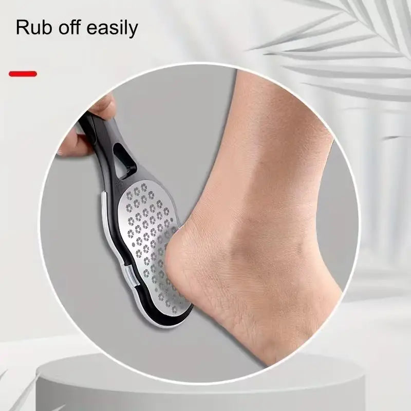 2PCS Stainless Steel Foot File – Splash-Proof, Ergonomic Handle, Coarse/Fine Grit for Home Spa & Gift Zpaxo