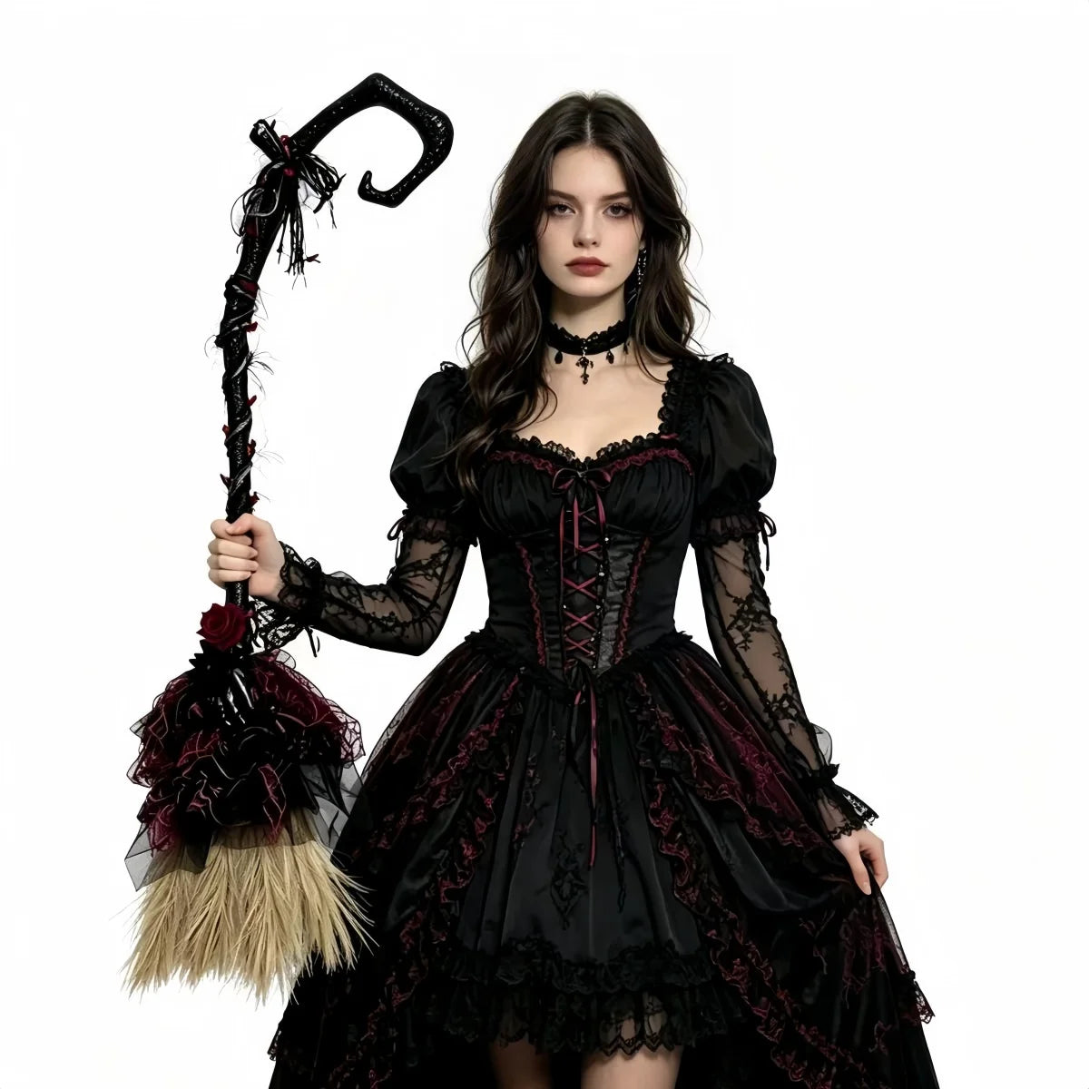 Halloween Witch Broom Plastic Witch Broomstick Broom Props Cosplay Broomstick for Halloween Costume Party Supplies Props Broom Zpaxo