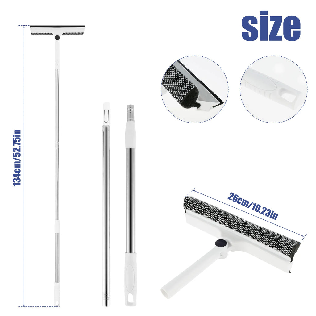 53 Inch Window Cleaner 2-in-1 Sponge Squeegee & Scrubber 180-Degree Rotatable Window with Extendable Outdoor For Glass Mirror Zpaxo