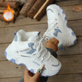 Women Snow Boots Tennis Winter Platform Lace Up Vulcanized Shoes New Chunky Breathable Mesh Casual fashion Women Boots Zpaxo White and blue 40
