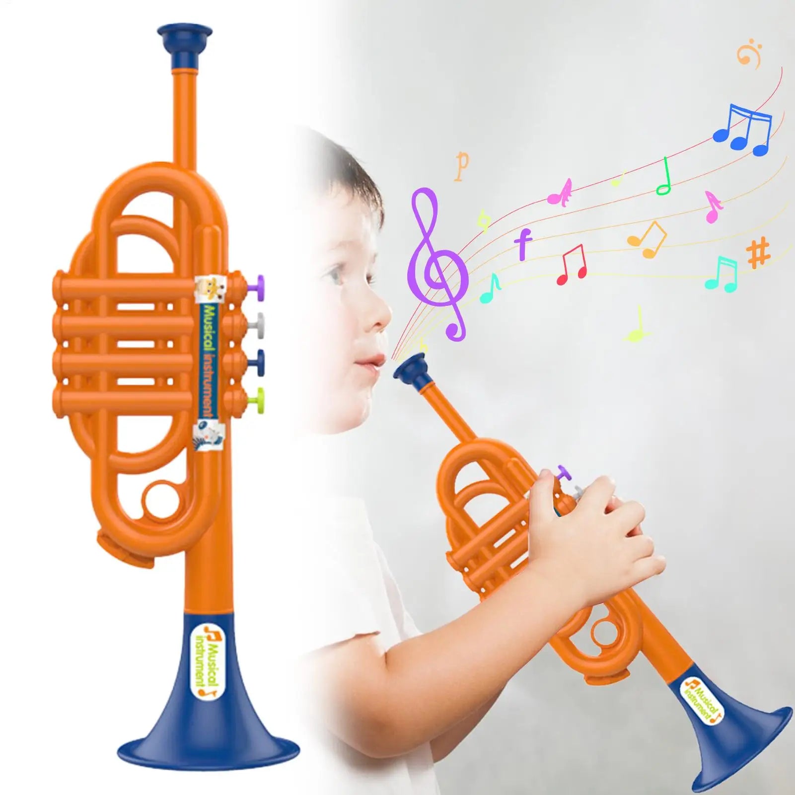 Trumpet Toy for Kids Boys Educational Simulated Trumpet Instruments Toy Children's Early Childhood Musical Instrument for Boys Zpaxo Default Title