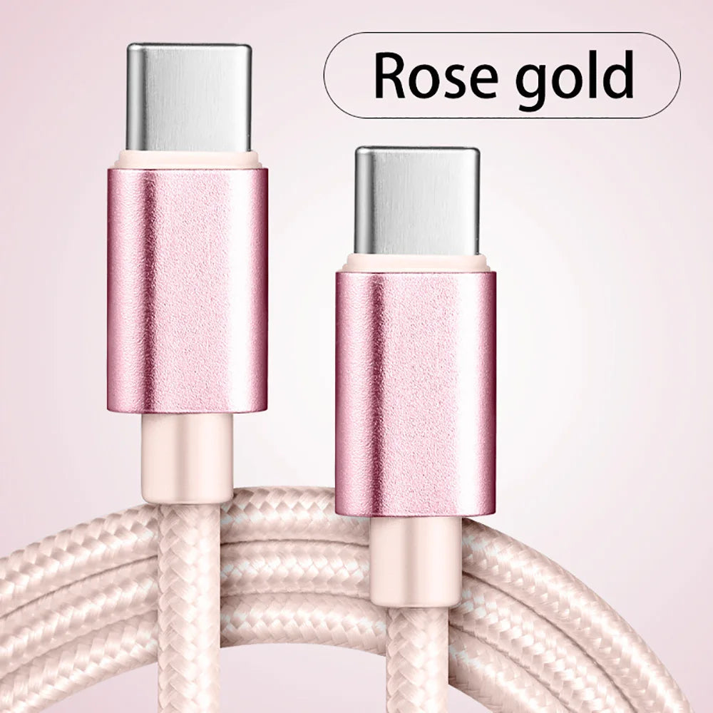 5A Fast Charging USB-C to C Nylon Cable 1m/2m/3m | 100W PD USB-C Charging Cable Zpaxo Pink 3m