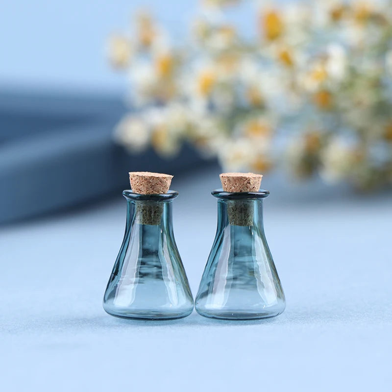 ▶2Pcs Mini Glass Color Bottle Wishing Bottle Tiny Jars Vials Mini Storage Bottle Zpaxo Dark green