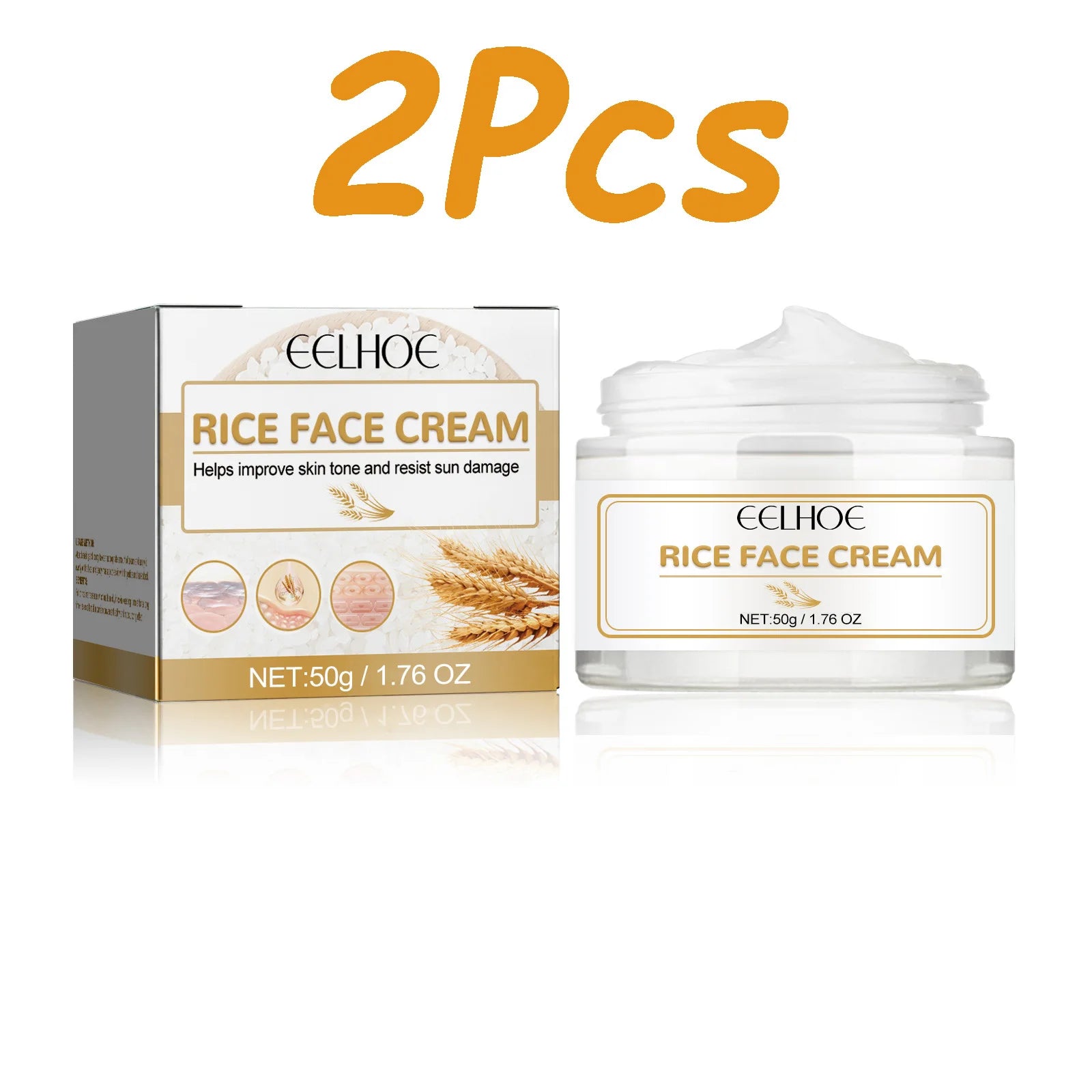 White Rice Face Cream Moisturizing Firming Fade Fine Lines Tighten Pores Lighten Dark Spots Nourishing Brightening Face Cream Zpaxo 2 x 50g Boxed