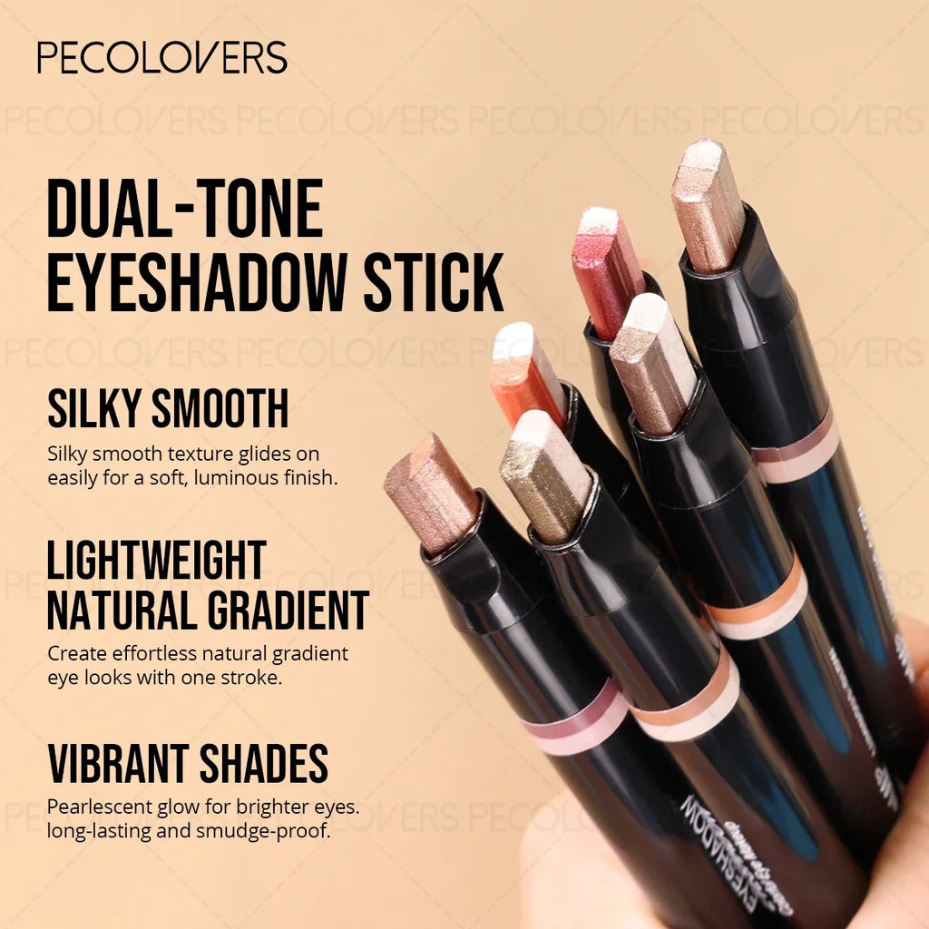 1PC Glitter Dual-Color Eyeshadow Stick - Shimmer Gradient, Waterproof Long-Lasting Zpaxo