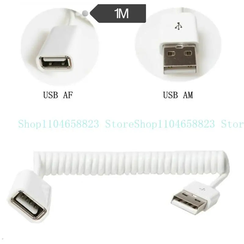 652F Spring Loaded USB2.0 Male to Female Extender Cord For Charging Data Transmission Zpaxo