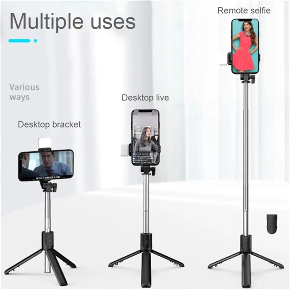 Selfie Stick Foldable Portable Tripod With LED Fill Light Bluetooth Shutter Remote Control For Mobile Phone Vlog Shooting Record Zpaxo