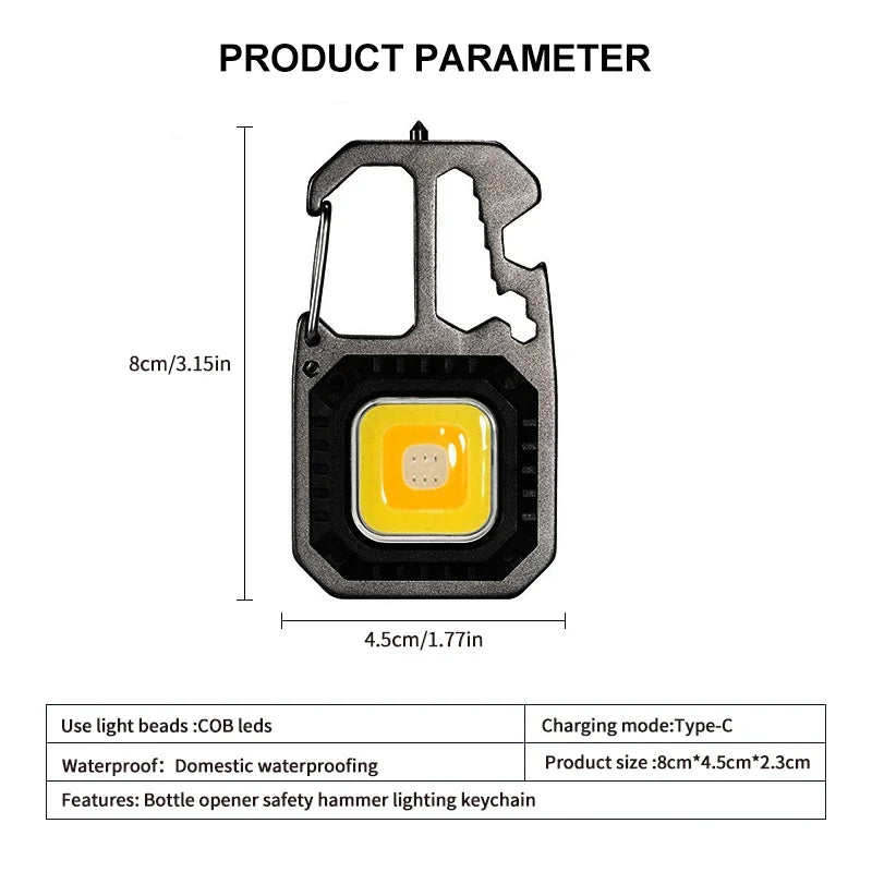 ESMARTER COB Keychain Light – 8-Mode Rechargeable LED Torch