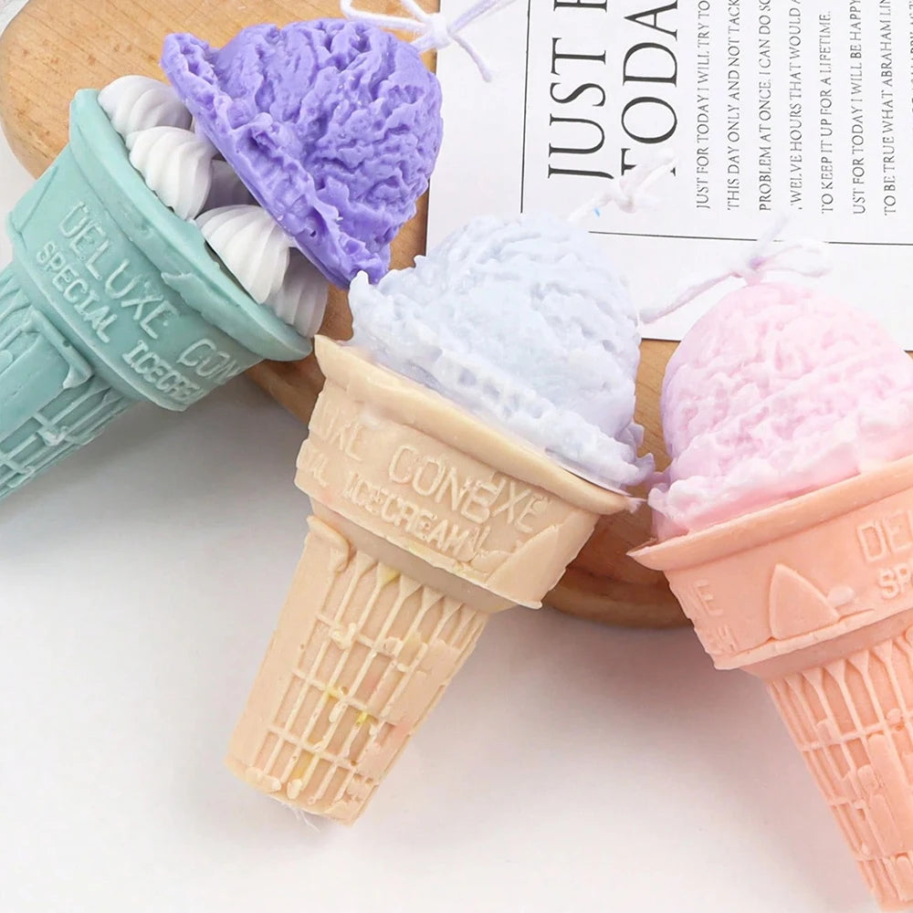 Ice Cream Silicone Candle Mold DIY Aromatherapy Soap Plaster Wax Making Ice Cream Cone Fondant Dessert Cake Baking Mold Zpaxo