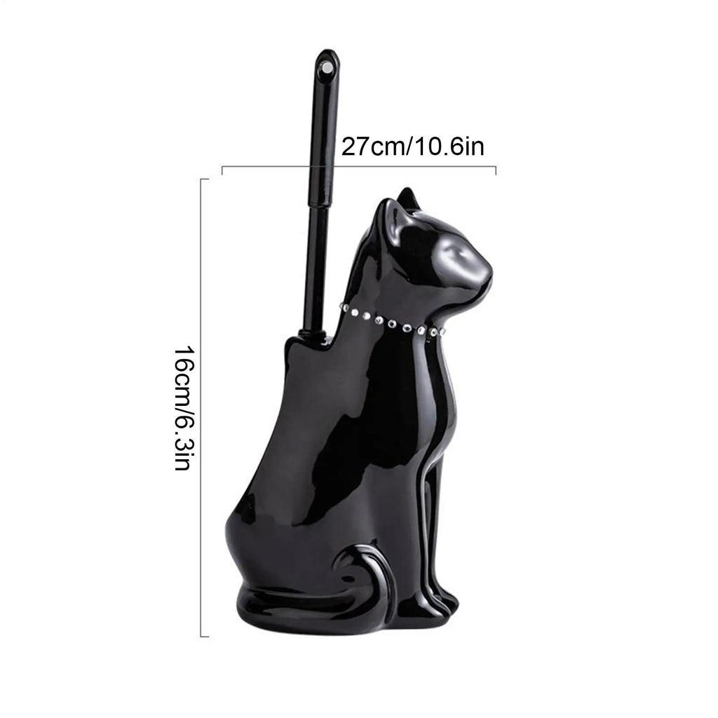 Cat Toilet Brush Holder Scrubber Bowl Cute Ceramic Corner Maintenance