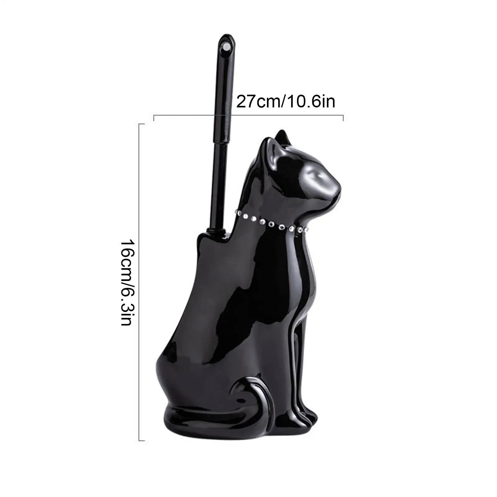 Cat Toilet Brush Holder Scrubber Bowl Cute Ceramic Corner Maintenance