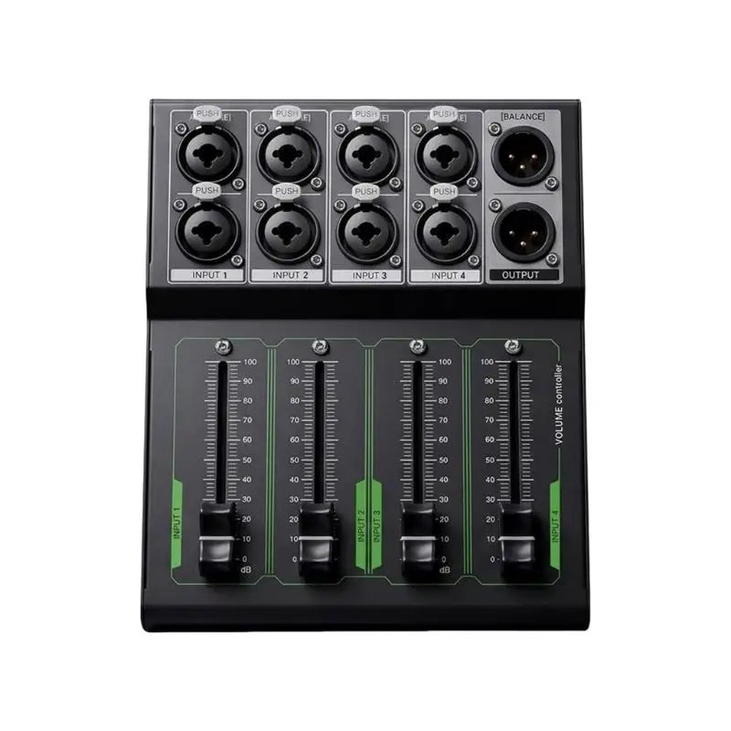 652F Passive Volumes Controller 4 Independent Faders XLR TRS Zpaxo 4 in and 1 out CN