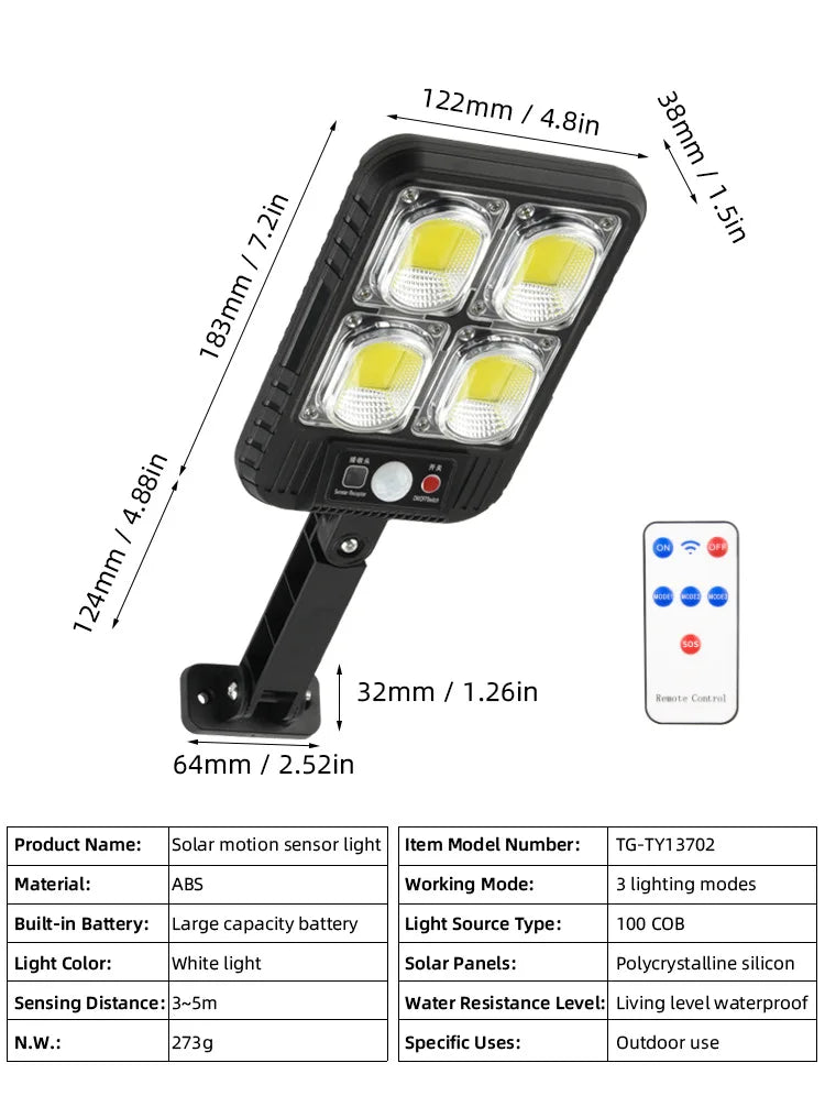 Outdoor Solar Garden Street Lights Waterproof Motion Sensor Energy Zpaxo 100LED-White