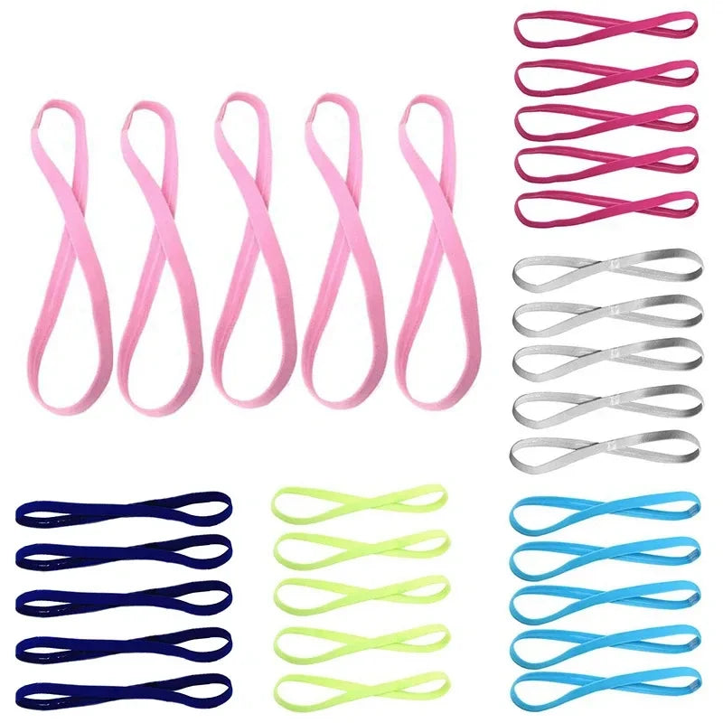 Non-Slip Sports Headbands – Moisture-Wicking Elastic (5/10 Pack)