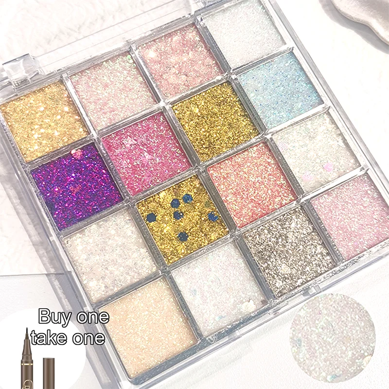 16-Color Glitter Eyeshadow Pumpkin Cherry Blue Purple Shades Bold Zpaxo