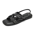 Flat Sandals Summer Outdoor Wear Single Strap French Retro Roman Zpaxo 6076-5 Black 39 China Mainland