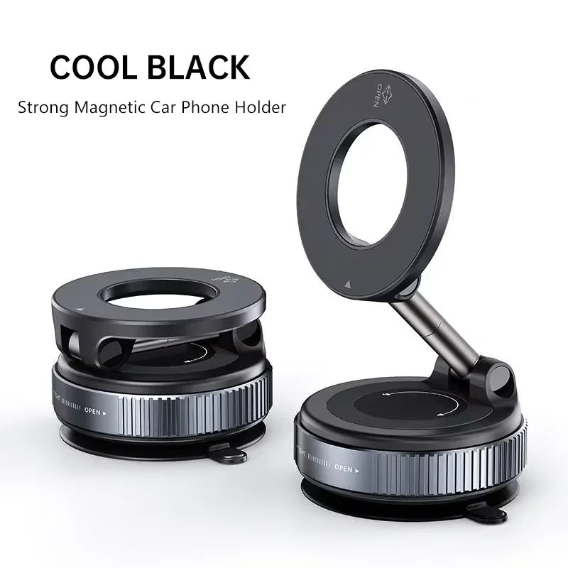 Vacuum Magnet Phone Bracket Multi-angles Adjustment Strong Magnetic Suck Design Foldable Car Holder For Navigation Stand Zpaxo Black B