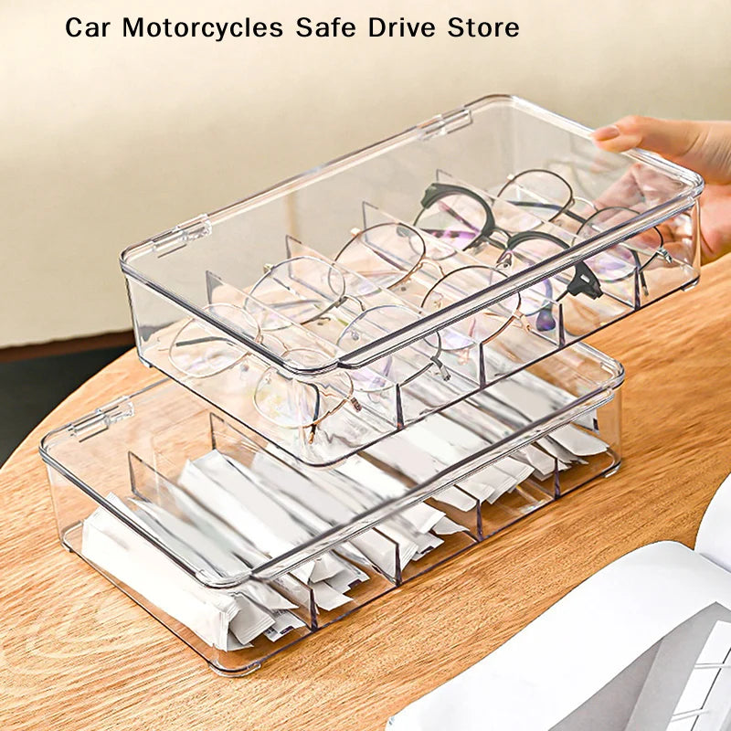 Multifunctional Transparent Multi Layer Glasses Storage Box Stackable