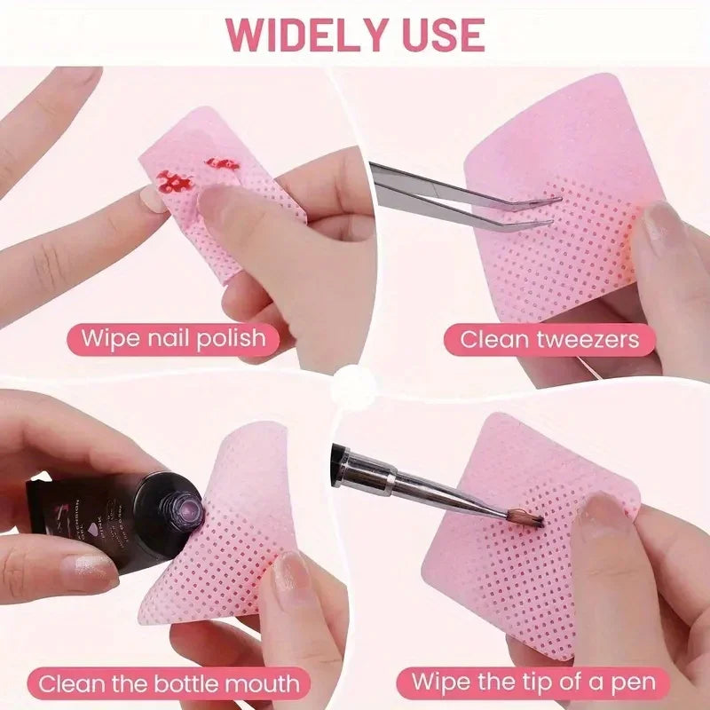 20-600pcs Lint-Free Nail Wipes Gel Cleansing Tissues Aluminum-Free Nail Polish Remover Pads for Nail Beauty Cleaning Care Tool Zpaxo