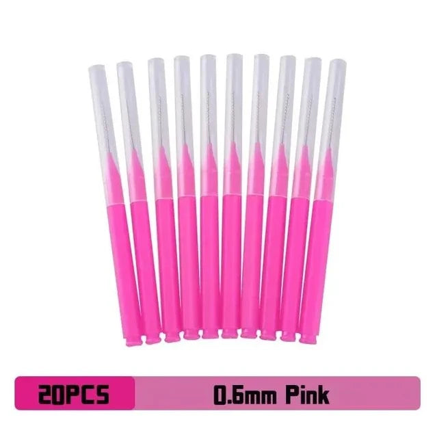 Interdental Brushes 20-Pack – Braces & Tooth Gap Cleaner Interdental Brush Zpaxo Pink
