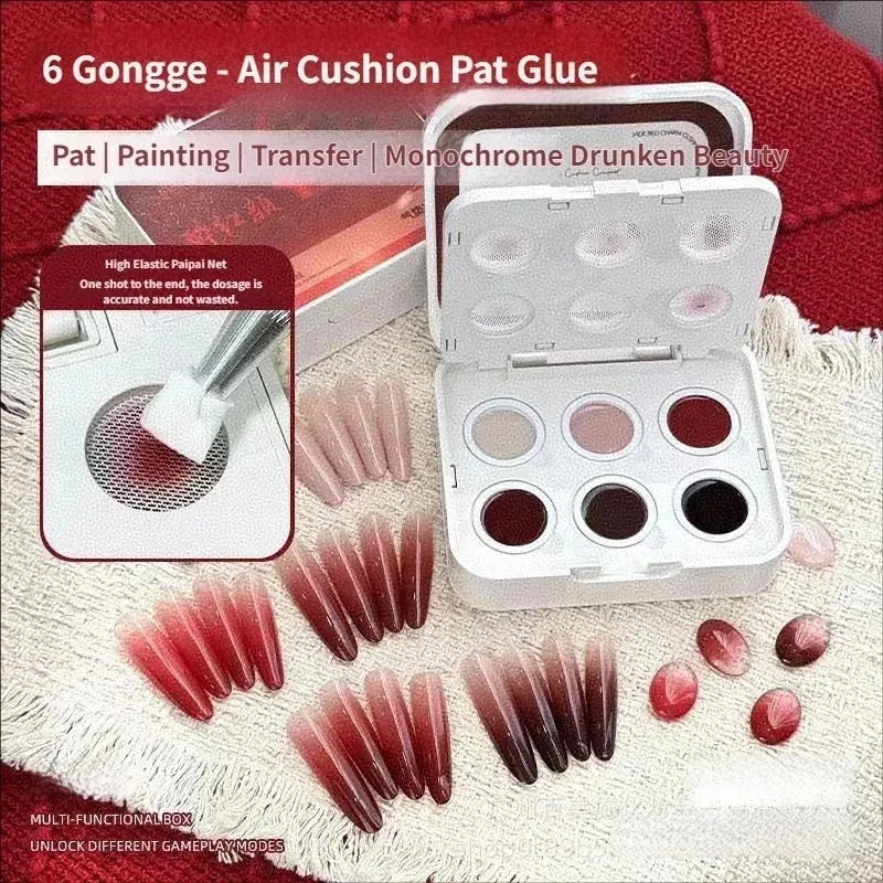 6 Colors Cushion Gradient Painting Gel Pink Ombre Nail Pat Patting Gel UV/LED Blush Blooming Aura Manicure Gel Nail Polish Tools Zpaxo