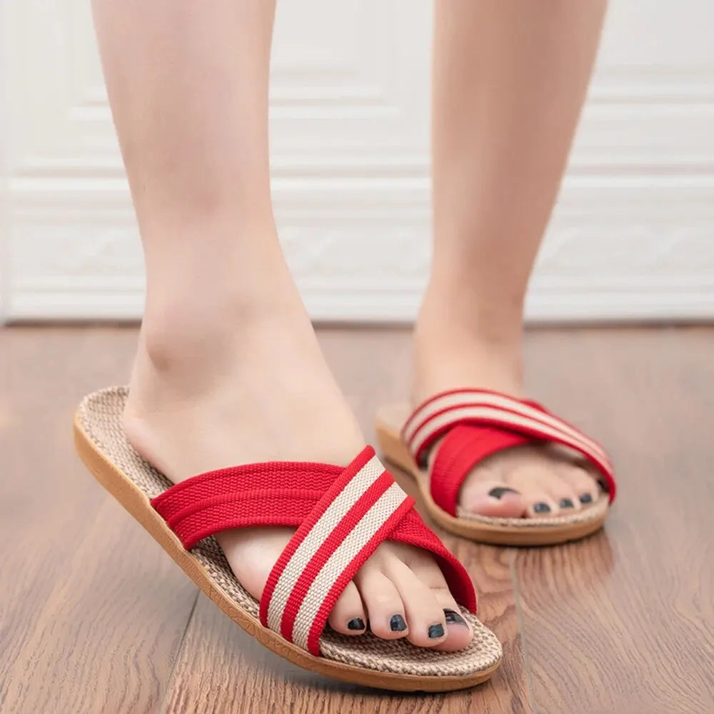 Women's Slippers Flat Sandals Linen Lightweight Casual Summer Women