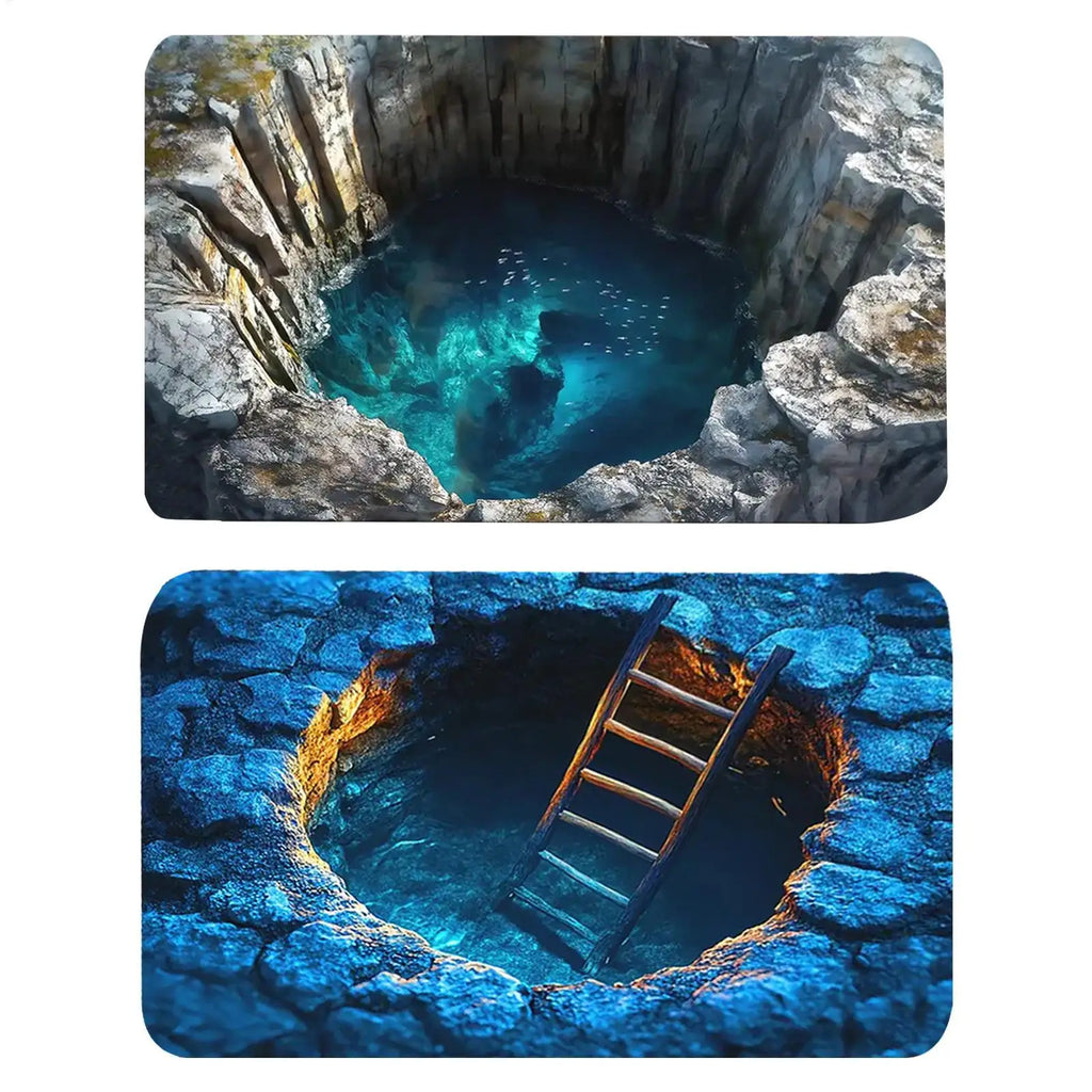 3D Optical Illusion Hole Rug Non Slip Carpet Easy Clean Pet Friendly