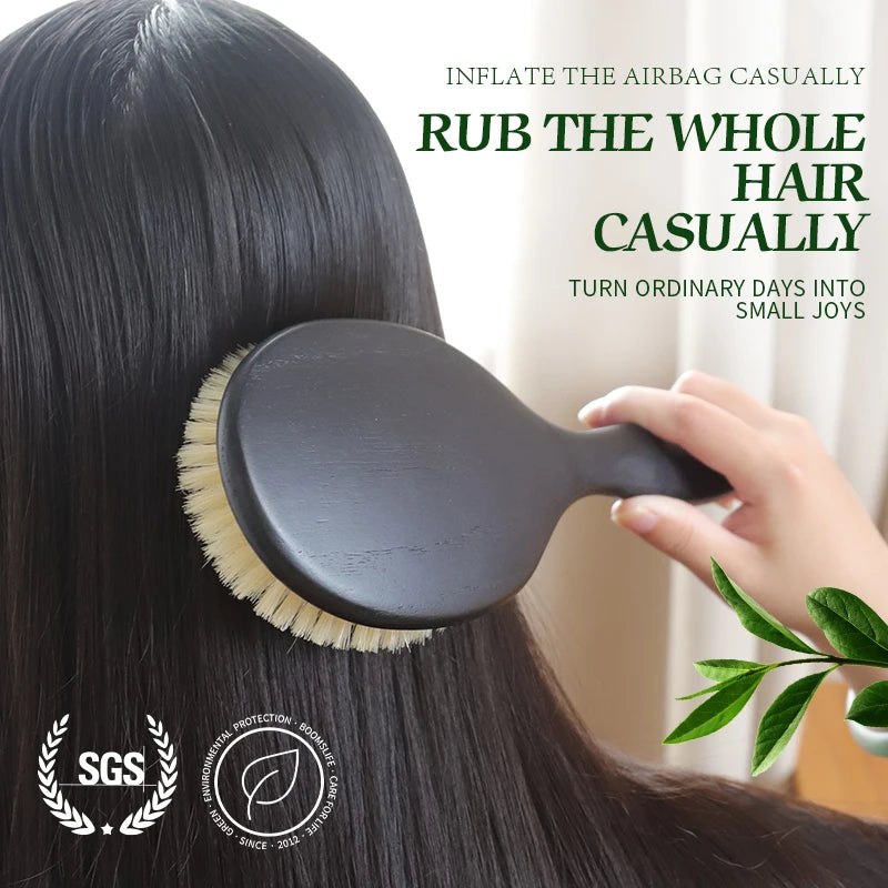 BOOMSLIFE Custom Soft Boar Bristle Hair Brush Women USA Oak Wood HairBrush Massage Sclap Wooden Comb for Hair Barber Accessories Zpaxo