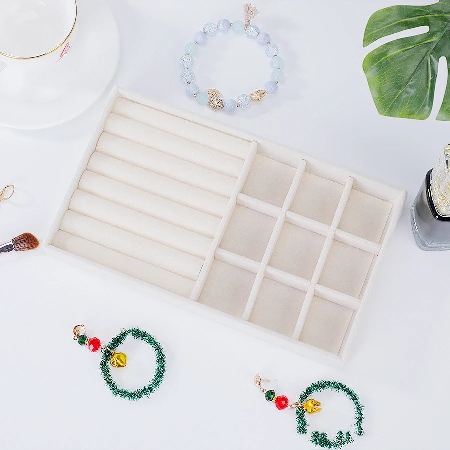 Velvet Jewelry Display Tray Set – Ring, Earring & Necklace Organizer