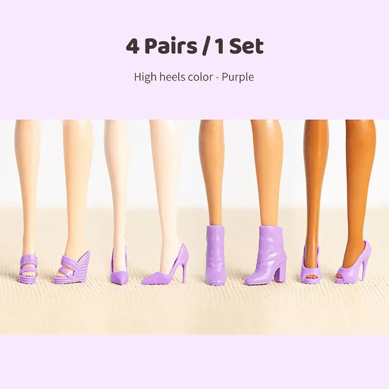 4 Pairs Doll Heels Ankle Boot Supermodel Similar Foot Shape Wearable Zpaxo Purple