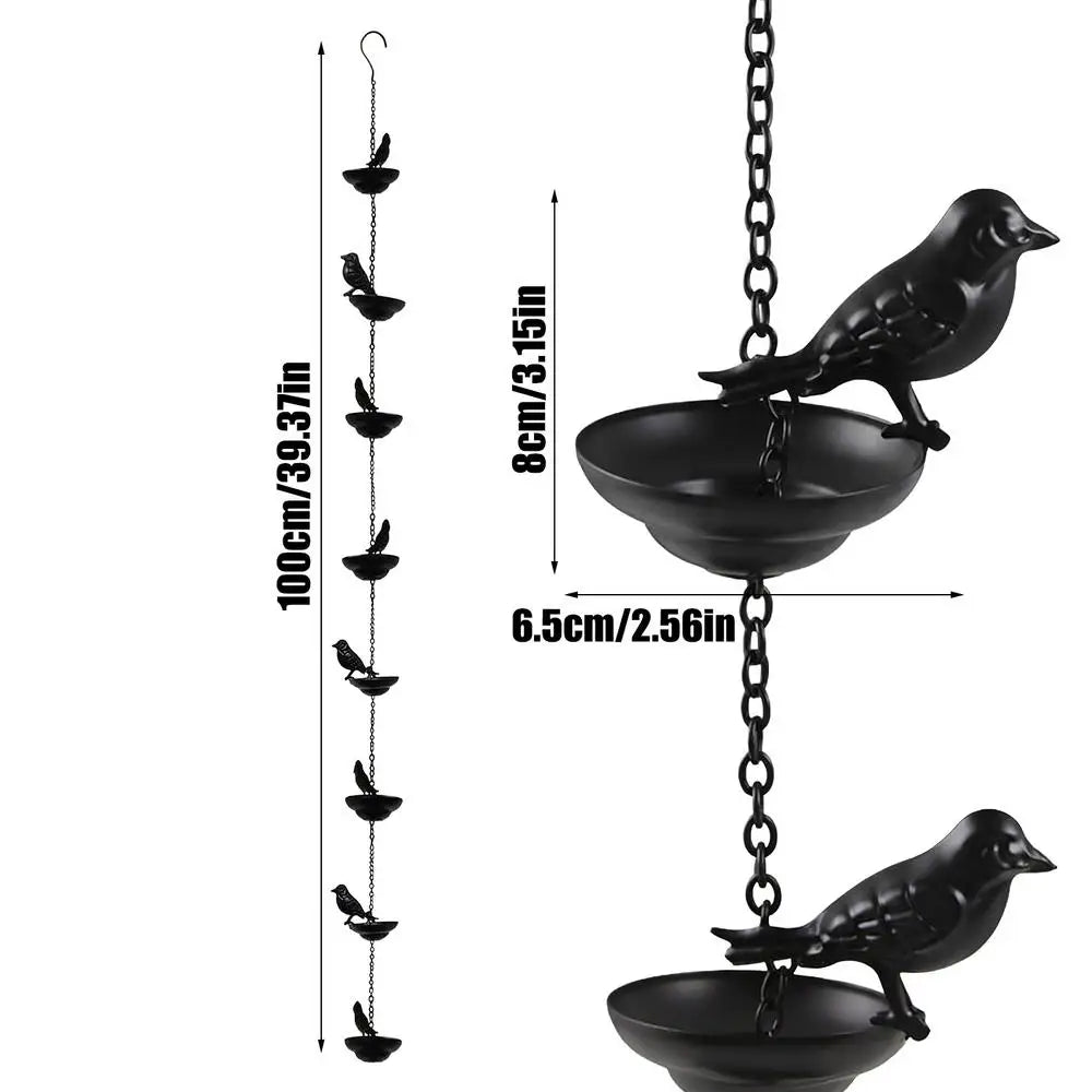 Rain Chain Gutters Metal Decorative Bird Theme Rust-resistant Outdoor