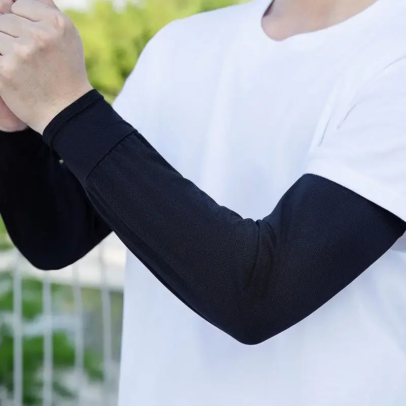 1Pair 2026 Summer Ice Silk Men's Loose Sunscreen Sleeves UV Gloves