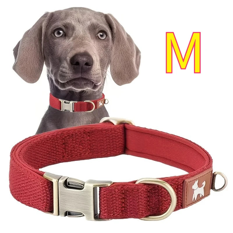 Vintage Durable Nylon Webbing Lined Dog Collar Suitable Large Medium Zpaxo RED-M